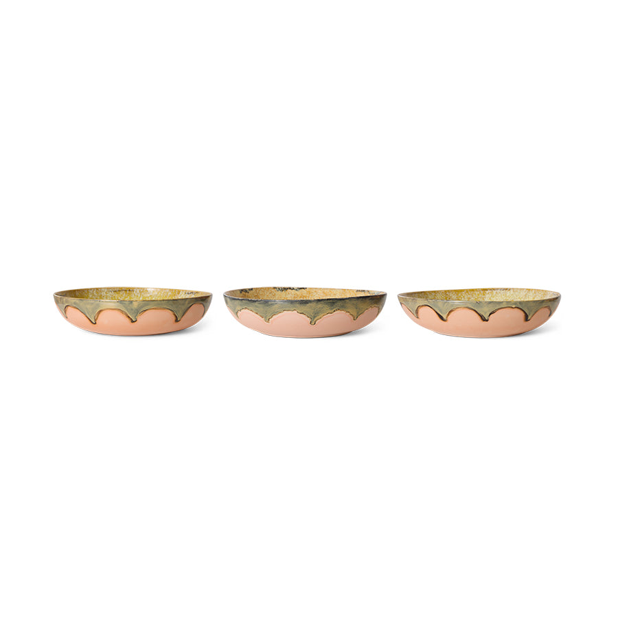 hkliving 70s Ceramic Salad Bowl – 33cm -  Sunflower Blossom Peach Pink Yellow