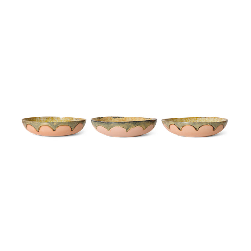 hkliving 70s Ceramic Salad Bowl - 33cm -  Sunflower Blossom Peach Pink Yellow