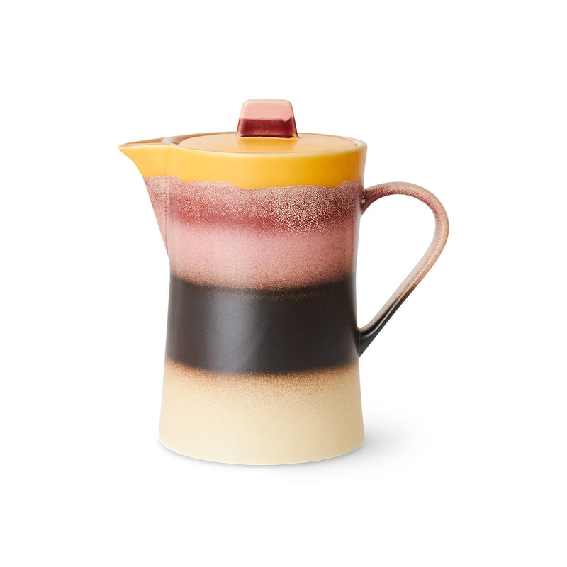 Ceramic Tea Pot, Pink Yellow Black, Sunset from 70s Collection by hkliving