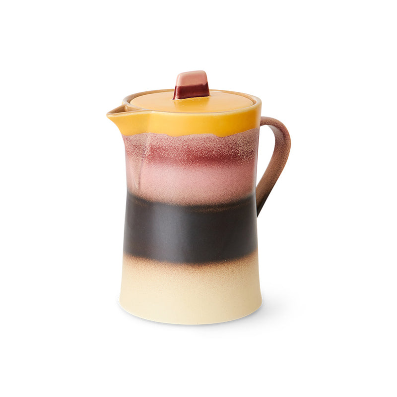 Ceramic Tea Pot, Pink Yellow Black, Sunset from 70s Collection by hkliving