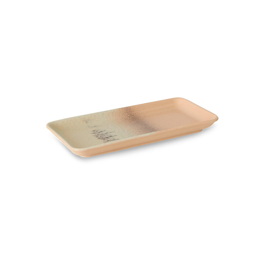 Small Rectangular Tray, Ceramic, Pink Peach Beige, 70s Ceramics, Breeze by hkliving