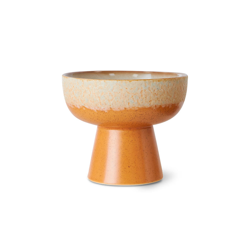 Small Tapas Bowl on Base, Orange Beige, 70s Ceramics Dunes by hkliving