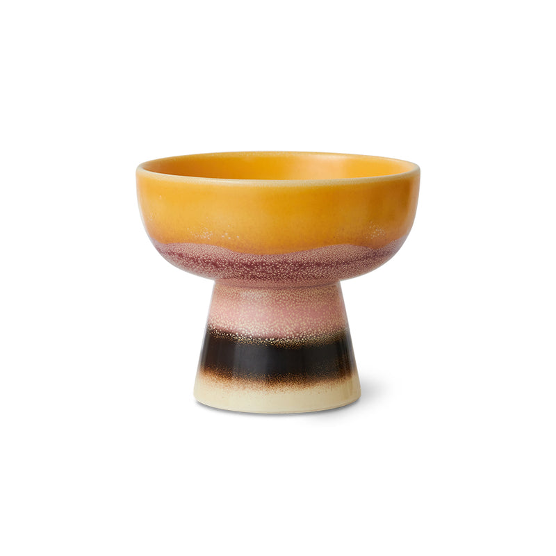 Small Tapas Bowl on a Base, Yellow Pink and Black, Sunset by 70s Ceramics from hkliving