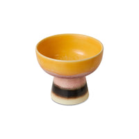 Small Tapas Bowl on a Base, Yellow Pink and Black, Sunset by 70s Ceramics from hkliving