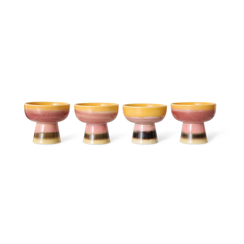 Small Tapas Bowl on a Base, Yellow Pink and Black, Sunset by 70s Ceramics from hkliving