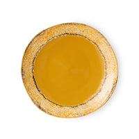 hkliving 70s Ceramics Side Plates 22cm - Paradise (Set of 2), Mustard Yellow