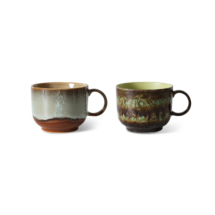 hkliving 70s Ceramics Large Tea Mugs - Odyssey & Nova (Sets of 2 or Individual Mugs)