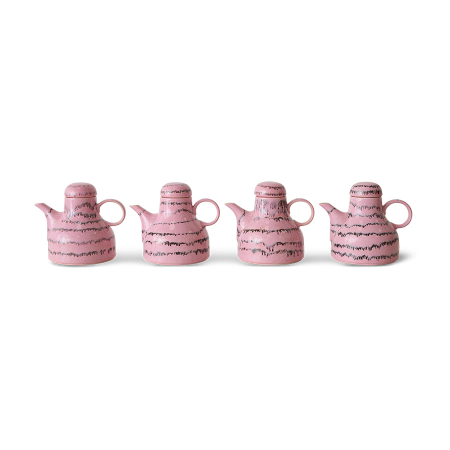 set of 4 pink hkliving coffee pots showing the difference in appearance