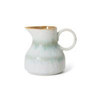 Front view of the HKLIVING Petal milk jug on a plain white background, showing its ivory-to-mint gradient glaze and gold rim