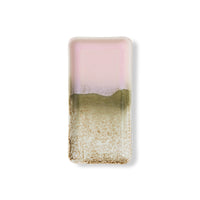 Overhead view of the HKLIVING Muse small tray on a plain white background, showing its pink-to-olive gradient glaze