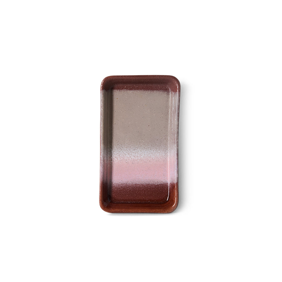 HKLIVING 70s ceramics Bloom XS dish with soft cherry pink and mauve glaze