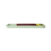 side view of HKLIVING cherry cake tray showing slim rectangular stoneware shape