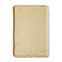 Overhead view of the HKLIVING Grit large tray in yellow stoneware on a plain white background, showing its speckled glaze
