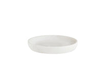 shallow round white marble tray with smooth polished finish
