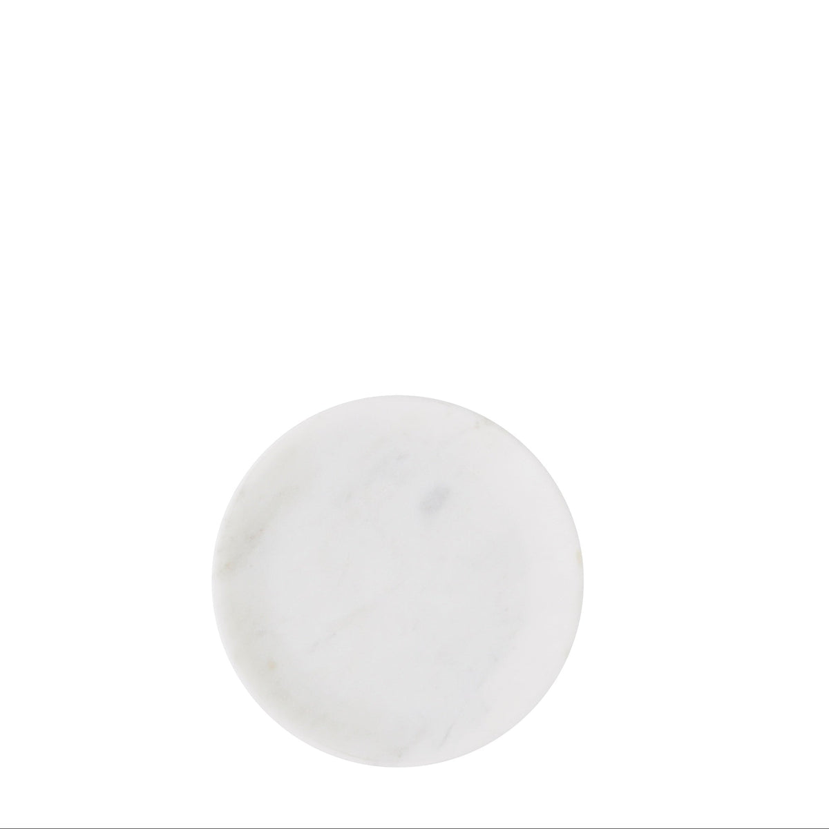 round white marble tray seen from above with natural veining
