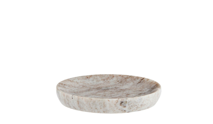 beige marble tray side profile showing curved dish shape
