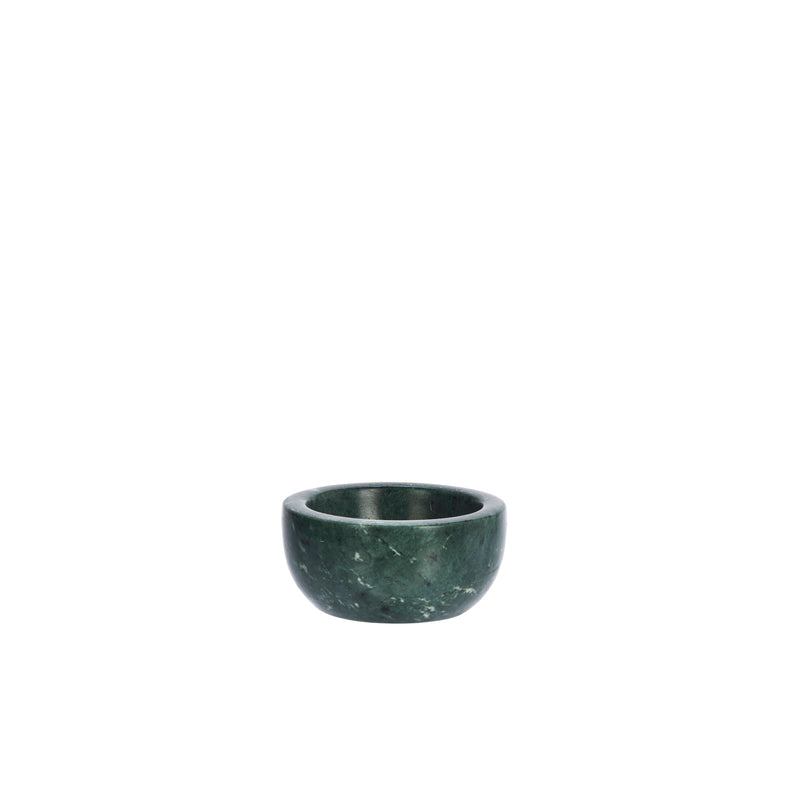Alt text: small hand-carved dark green marble pinch pot cutout
