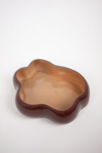Lagoon large brown and peach glass dish by Olsson & Jensen from above
