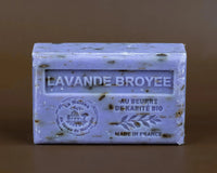 Lavender Broyée exfoliating French soap with lavender flowers and organic shea butter by La Maison du Savon de Marseille, 125g