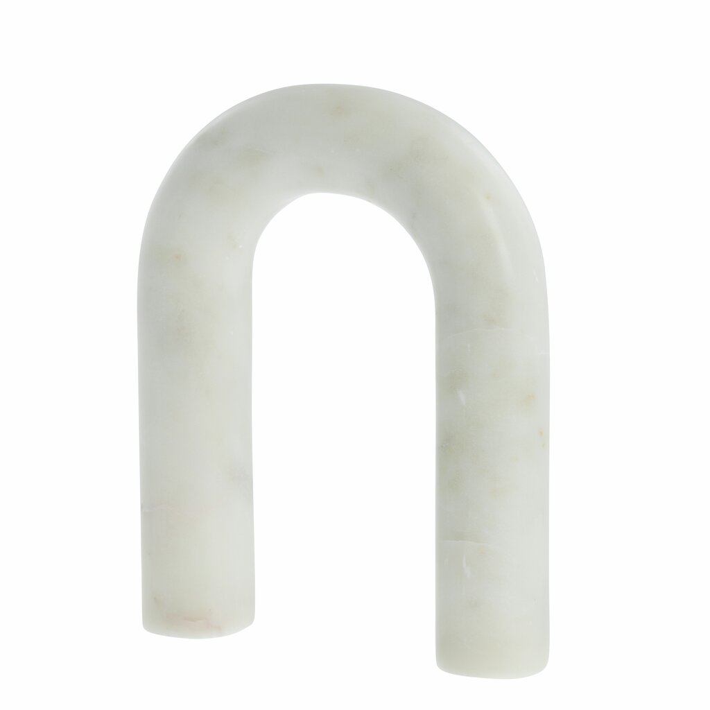 Lene Bjerre Ellia white marble arch sculpture with soft grey veining, 25.5cm high