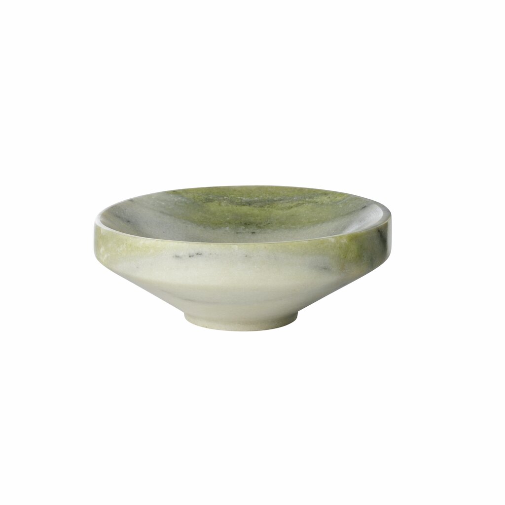 Lene Bjerre Marnine footed marble bowl, large 14cm, in pale green and cream marble