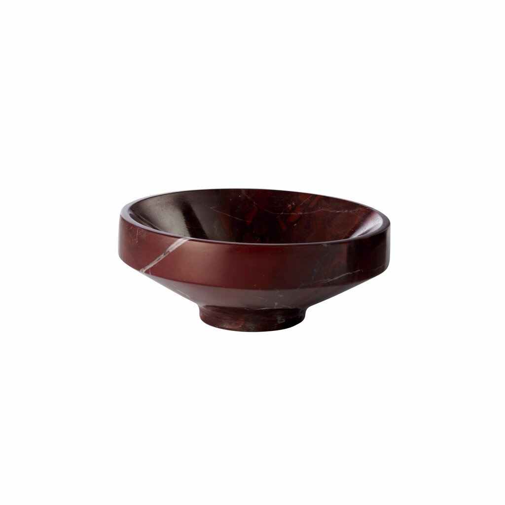 Lene Bjerre Marnine footed marble bowl, small 10cm, in deep burgundy marble