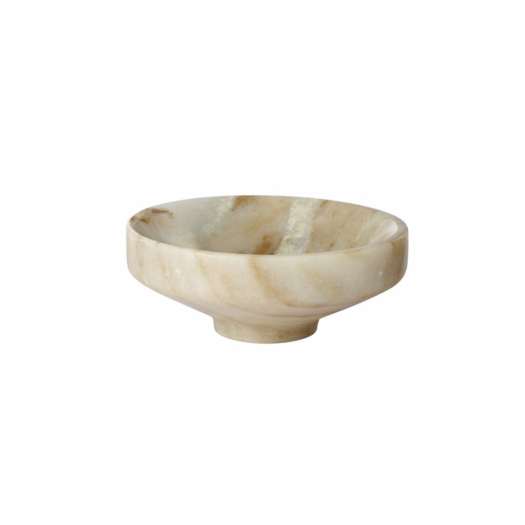 Lene Bjerre Marnine footed marble bowl, small 10cm, in cream and brown marble