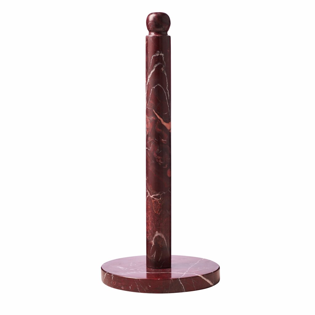 Lene Bjerre Marnine burgundy marble kitchen roll holder with round base and rounded finial