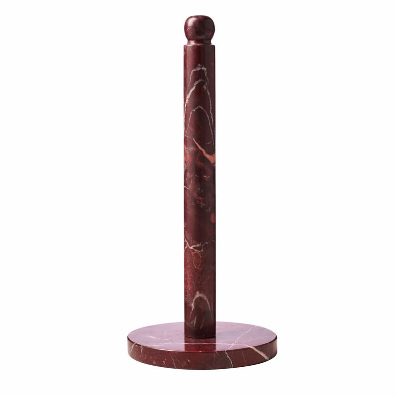 Lene Bjerre Marnine burgundy marble kitchen roll holder with round base and rounded finial