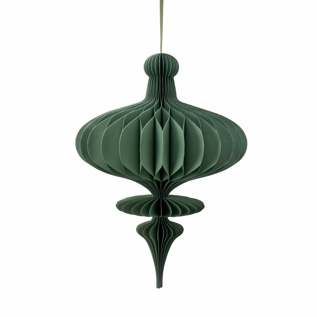 Lene Bjerre Passia spinning top honeycomb paper ornament in forest green, 28 x 40cm