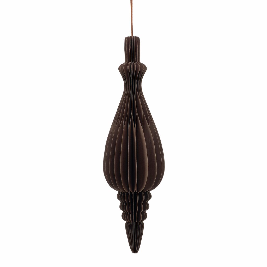 Lene Bjerre Passia teardrop honeycomb paper ornament in chocolate brown, 17 x 50cm