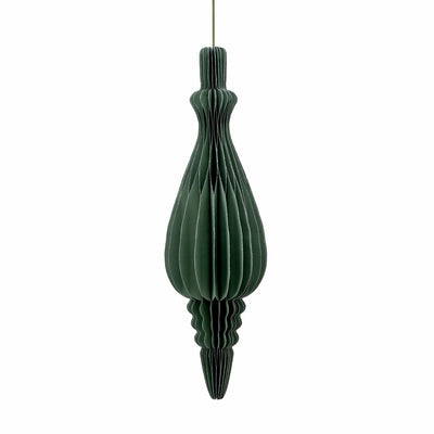Lene Bjerre Passia teardrop honeycomb paper ornament in forest green, 17 x 50cm