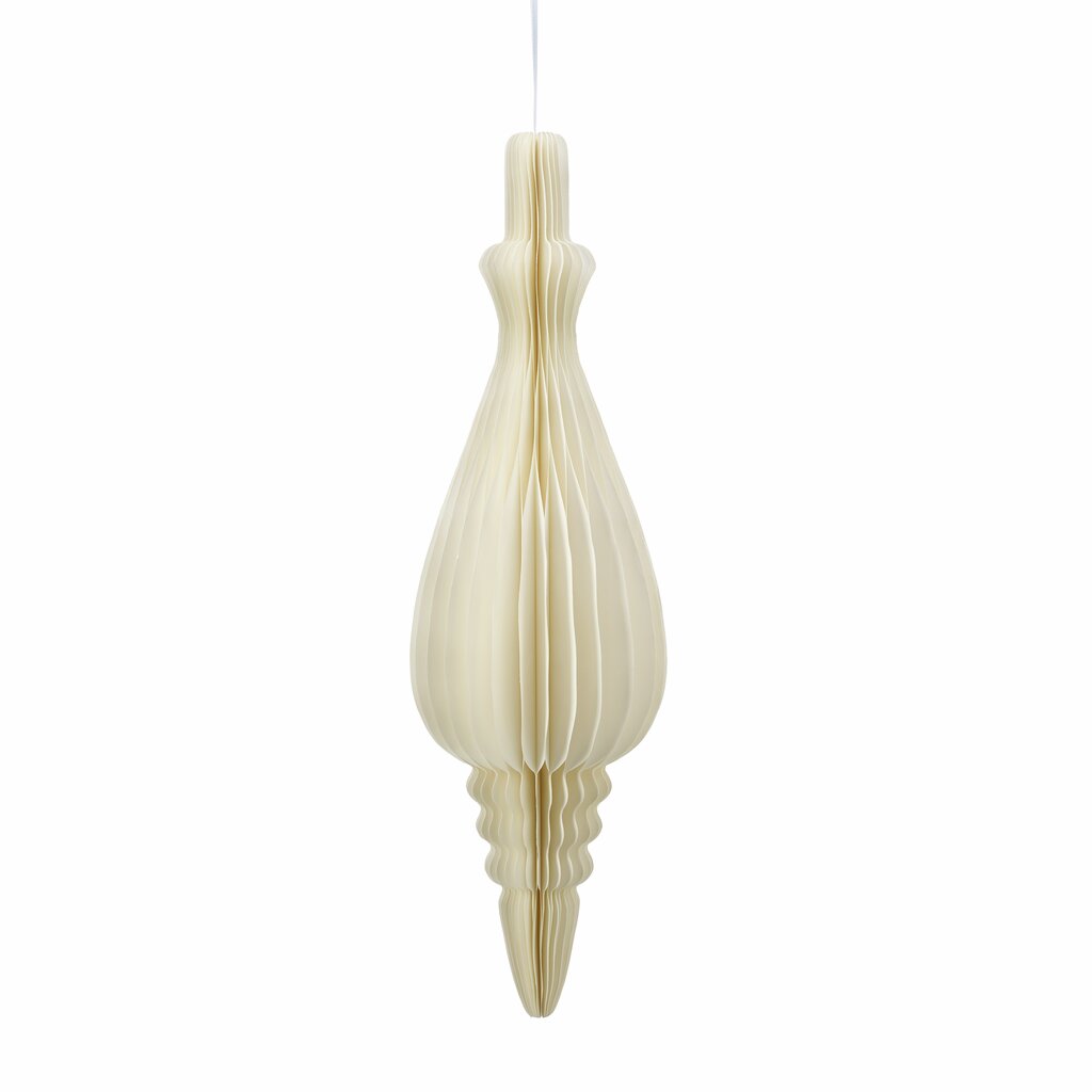 Lene Bjerre Passia teardrop honeycomb paper ornament in off white, 17 x 50cm