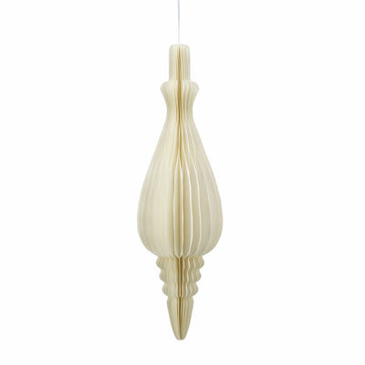 Lene Bjerre Passia teardrop honeycomb paper ornament in off white, 17 x 50cm