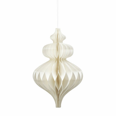 Lene Bjerre Passia tiered drop honeycomb paper ornament in off white, 22.5 x 35cm