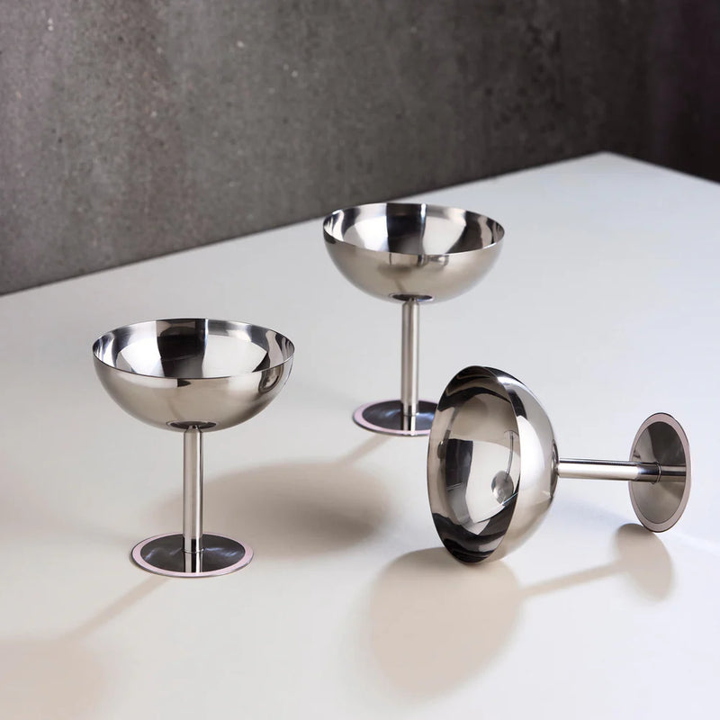 Elegant stainless steel dessert and cocktail cup in pink