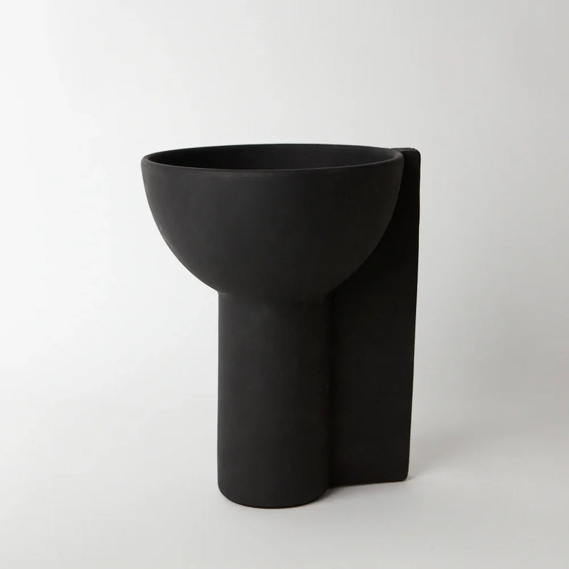 Lisen black handmade terracotta sculptural vase by Olsson & Jensen