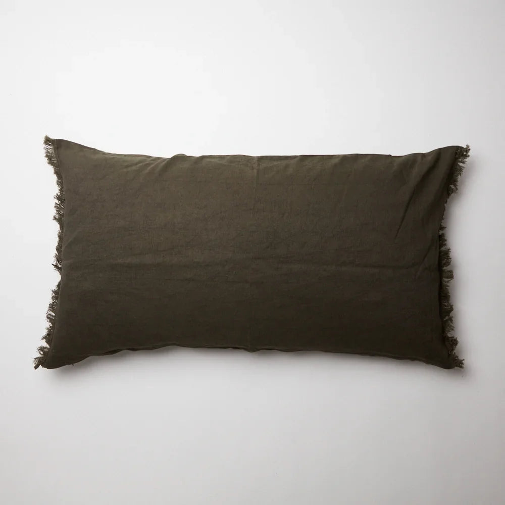 Livia mole brown cotton and linen cushion 50x90 cm by Olsson & Jensen