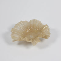 Loa large beige hand-blown glass bowl with a ruffled rim by Olsson & Jensen