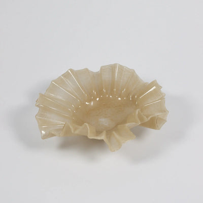 Loa large beige hand-blown glass bowl with a ruffled rim by Olsson & Jensen