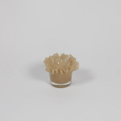 Loa beige hand-blown glass ruffled tealight holder by Olsson & Jensen