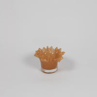Loa peach hand-blown glass ruffled tealight holder by Olsson & Jensen