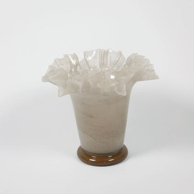 Loa taupe hand-blown glass ruffled vase by Olsson & Jensen