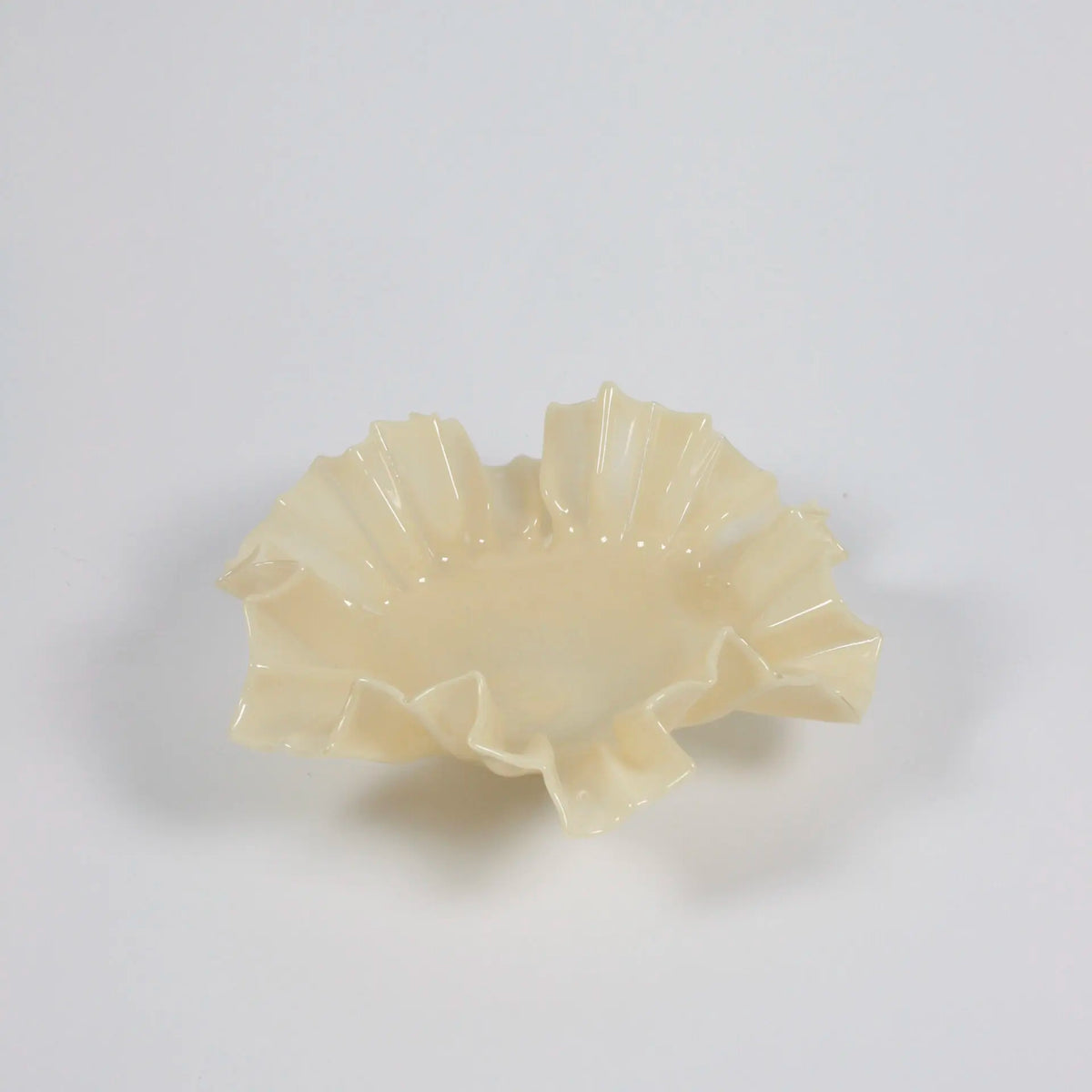 Loa large vanilla hand-blown glass bowl with a ruffled rim by Olsson & Jensen