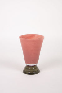 Lolli dusty rose glass vase with a dark green foot by Olsson & Jensen, 22 cm