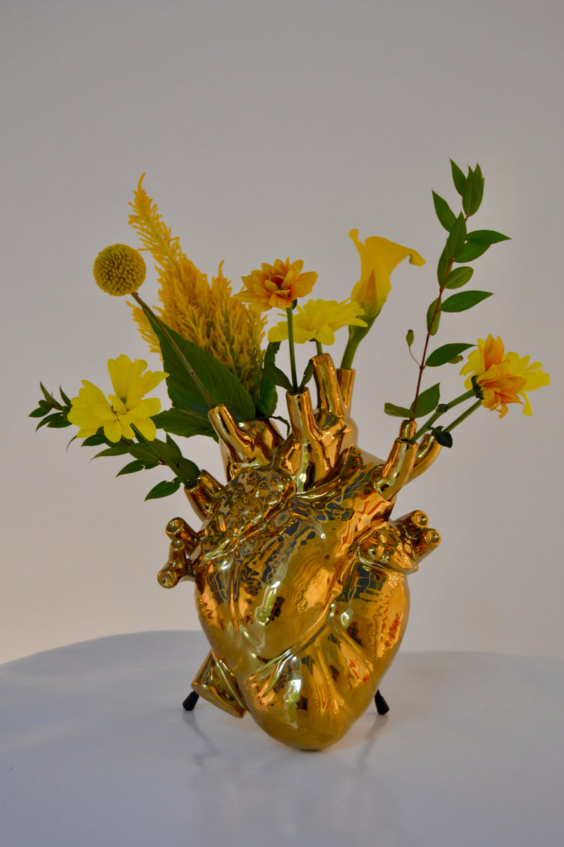 Seletti Love In Bloom Gold Vase – Luxury Anatomical Heart Vase