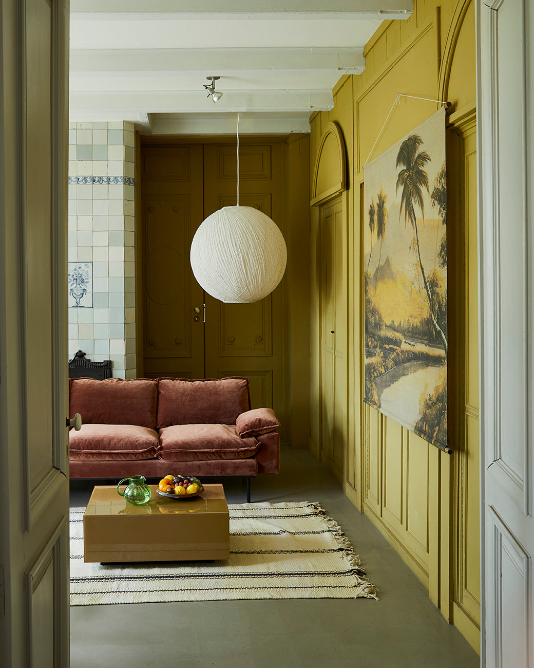 2-Seater Retro Sofa, Deep Terracotta Rust Velvet, Royal Velvet magnolia by HKLIVING