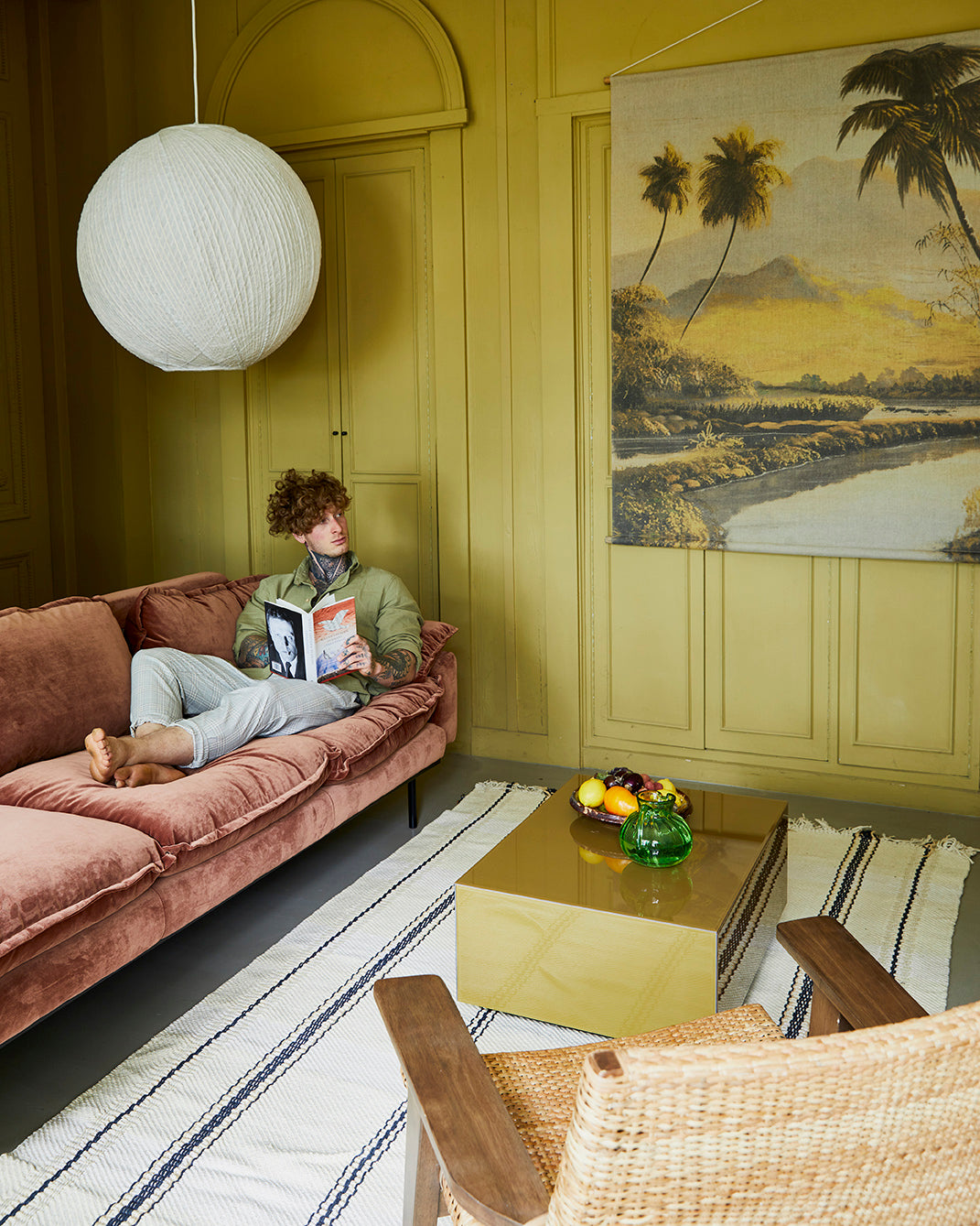 2-Seater Retro Sofa, Deep Terracotta Rust Velvet, Royal Velvet magnolia by HKLIVING