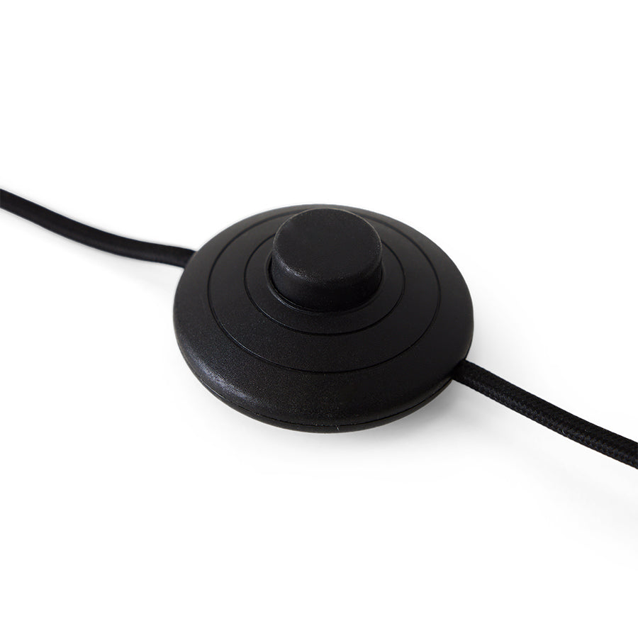 Close-up of inline switch and cable on ceramic lamp base