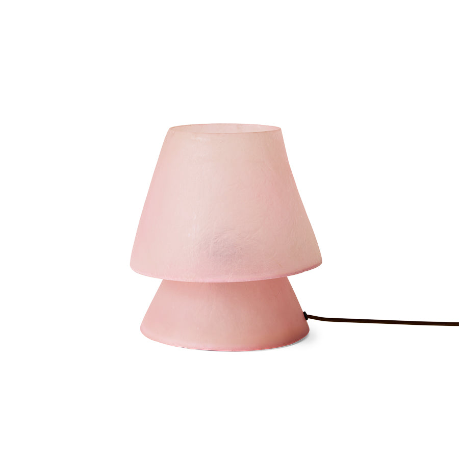 HKLIVING Glassfibre Table Lamp in Pink on white background showing full mushroom silhouette and cord